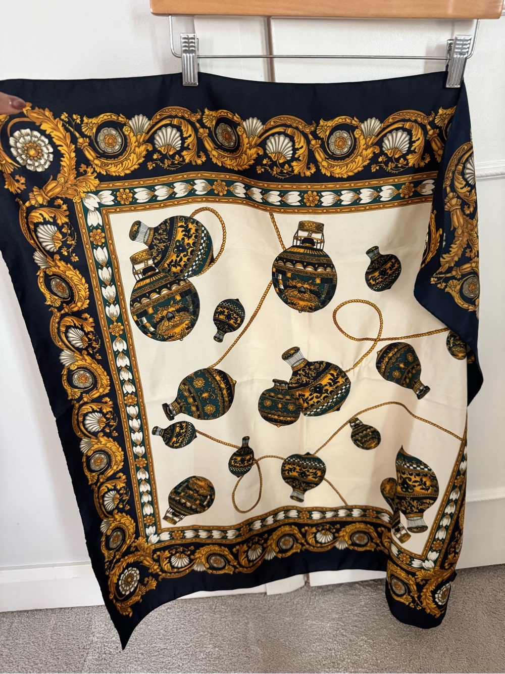 The Art of the Scarf by - Black & Gold Silk Scarf